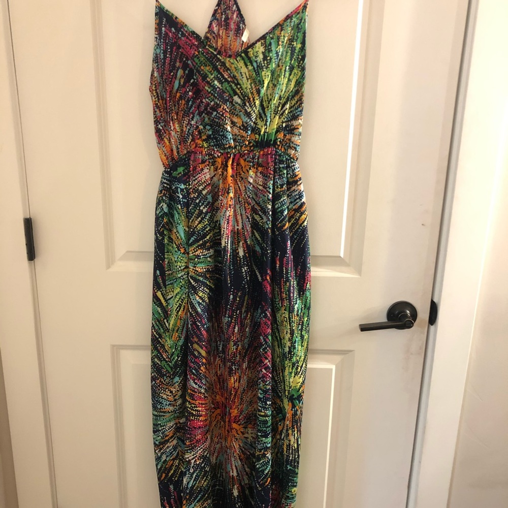 multicolor firework design maxi dress size m